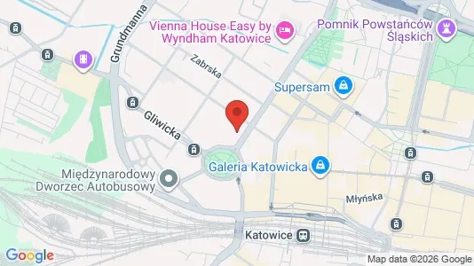 Apartments for rent i Katowice - kort over placeringen