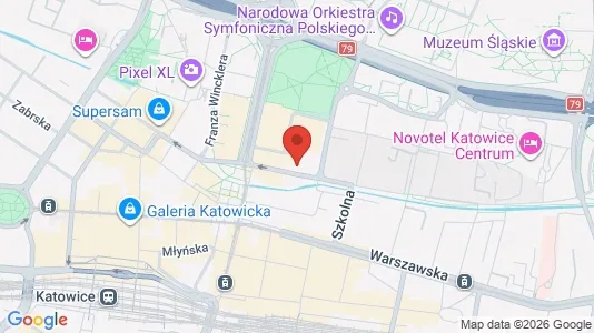 Apartments for rent i Katowice - kort over placeringen