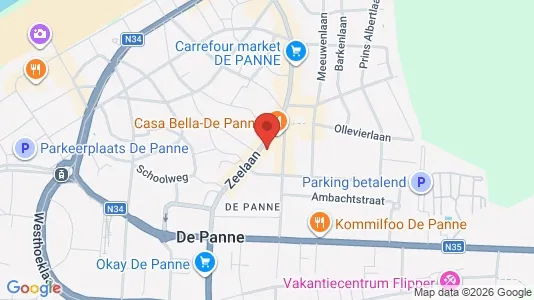 Apartments for rent i De Panne - kort over placeringen