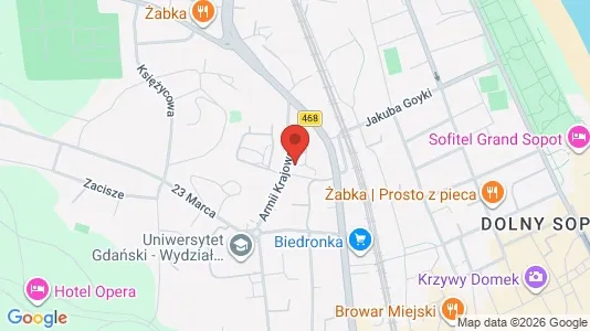 Apartments for rent i Sopot - kort over placeringen