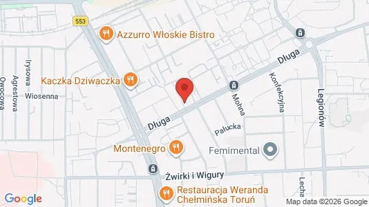 Apartments for rent i Toruń - kort over placeringen