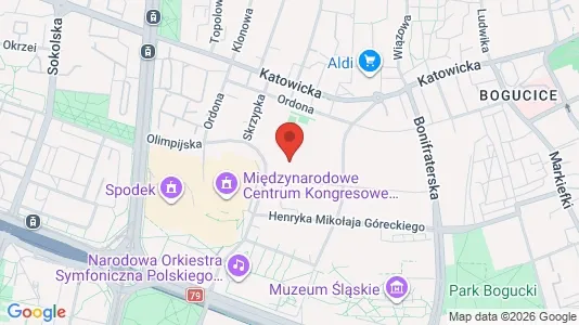 Apartments for rent i Katowice - kort over placeringen