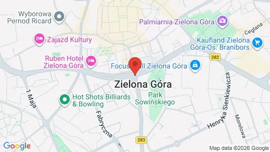 Apartments for rent i Zielona Góra - kort over placeringen