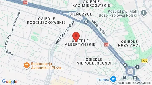 Apartments for rent i Kraków Nowa Huta - kort over placeringen