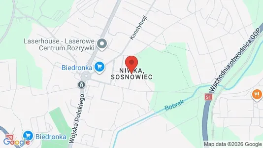 Apartments for rent i Sosnowiec - kort over placeringen
