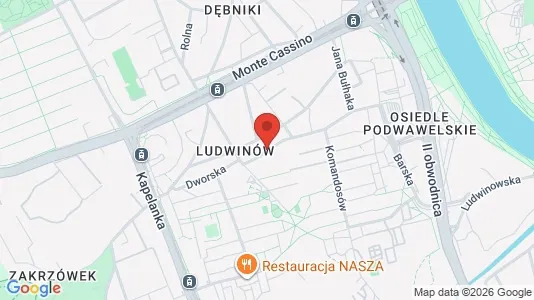 Apartments for rent i Kraków Podgórze - kort over placeringen