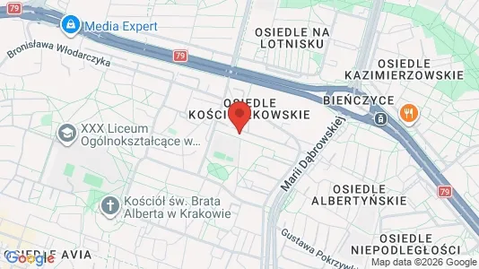 Apartments for rent i Kraków Nowa Huta - kort over placeringen