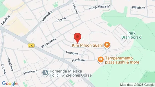 Apartments for rent i Zielona Góra - kort over placeringen
