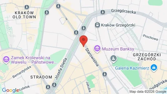 Apartments for rent i Kraków Śródmieście - kort over placeringen