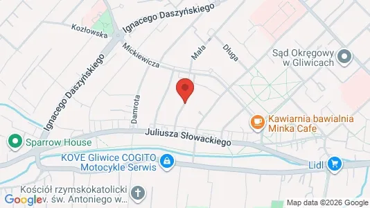 Apartments for rent i Gliwice - kort over placeringen