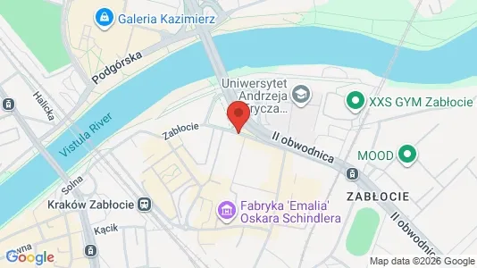 Apartments for rent i Kraków Podgórze - kort over placeringen