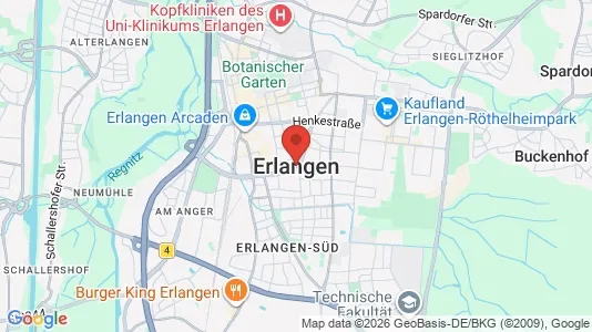Apartments for rent i Erlangen - kort over placeringen