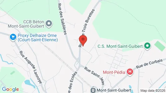 Apartments for rent i Mont-Saint-Guibert - kort over placeringen