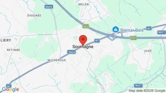 Apartments for rent i Soumagne - kort over placeringen