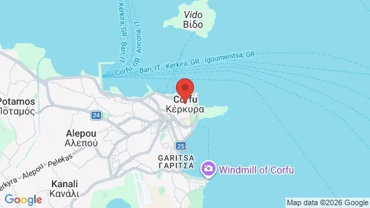 Apartments for rent i Corfu - kort over placeringen