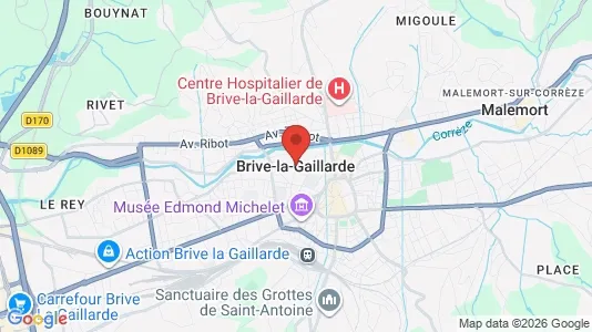 Apartments for rent i Brive-la-Gaillarde - kort over placeringen