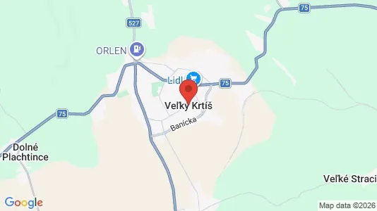 Apartments for rent i Veľký Krtíš - kort over placeringen