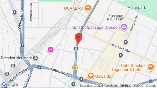 Apartments for rent i Dresden - kort over placeringen