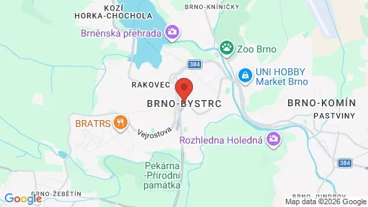Apartments for rent i Brno-Bystrc - kort over placeringen