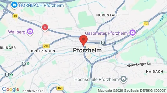 Apartments for rent i Pforzheim - kort over placeringen
