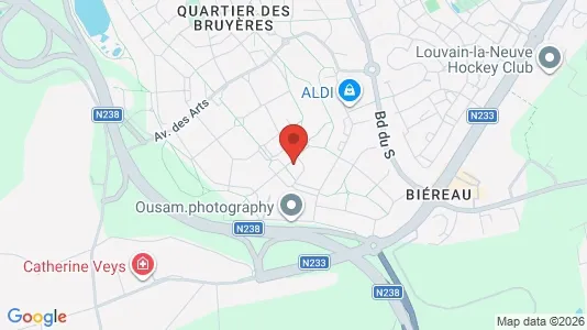 Apartments for rent i Ottignies-Louvain-la-Neuve - kort over placeringen