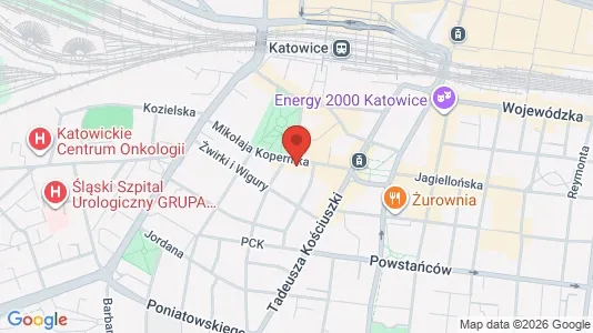 Apartments for rent i Katowice - kort over placeringen