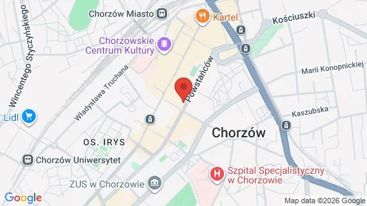 Apartments for rent i Chorzów - kort over placeringen