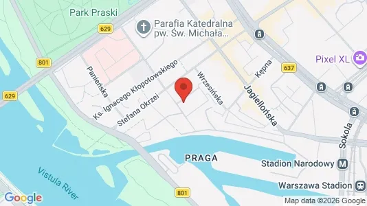 Apartments for rent i Warszawa Praga-Północ - kort over placeringen