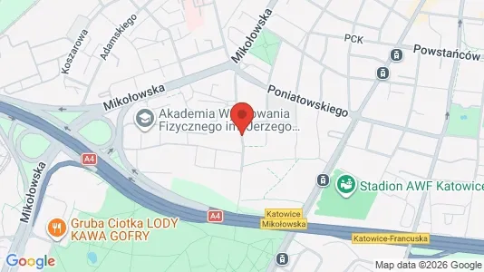 Apartments for rent i Katowice - kort over placeringen