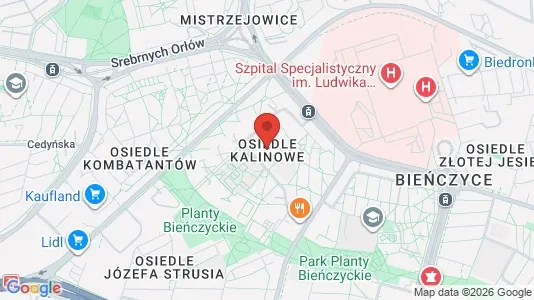 Apartments for rent i Kraków Nowa Huta - kort over placeringen
