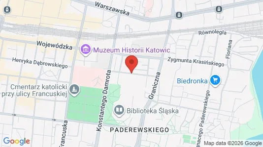 Apartments for rent i Katowice - kort over placeringen