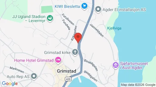 Rooms for rent i Grimstad - kort over placeringen