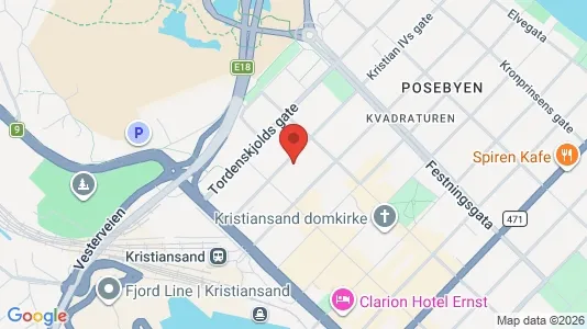 Rooms for rent i Kristiansand - kort over placeringen
