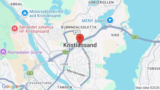 Houses for rent i Kristiansand - kort over placeringen