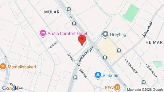 Apartments for rent i Reykjavík Háaleiti - kort over placeringen