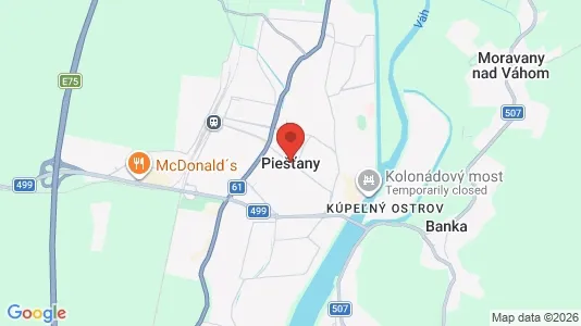 Apartments for rent i Piešťany - kort over placeringen