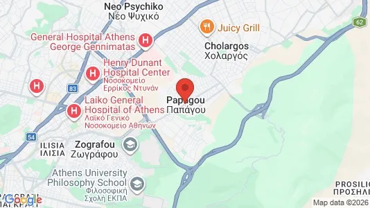 Apartments for rent i Papagos - kort over placeringen