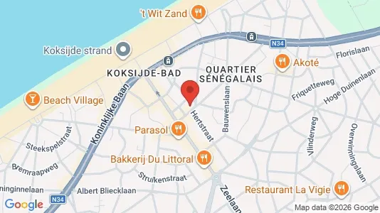 Apartments for rent i Koksijde - kort over placeringen