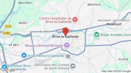 Apartments for rent i Brive-la-Gaillarde - kort over placeringen