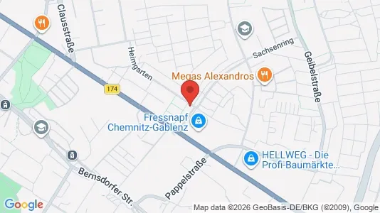Apartments for rent i Chemnitz - kort over placeringen