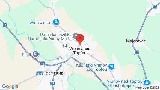 Apartments for rent i Vranov nad Topľou - kort over placeringen