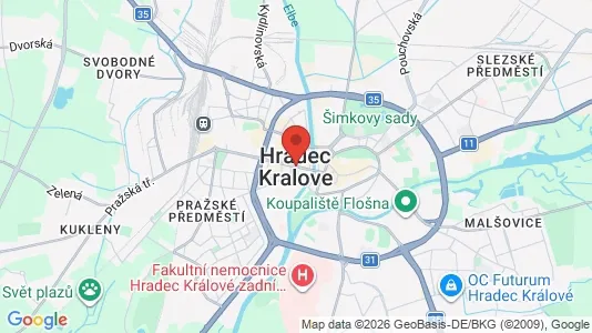 Rooms for rent i Hradec Králové - kort over placeringen
