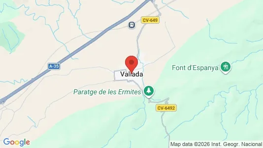 Apartments for rent i Vallada - kort over placeringen