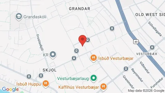 Apartments for rent i Reykjavík Vesturbær - kort over placeringen