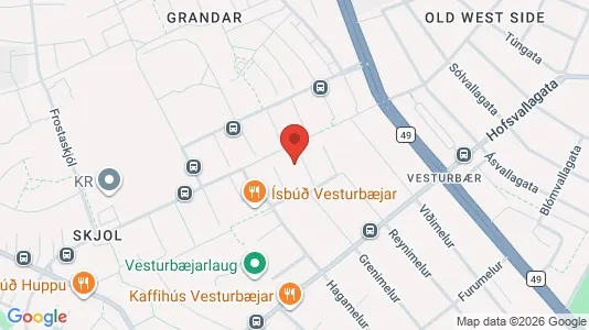 Apartments for rent i Reykjavík Vesturbær - kort over placeringen