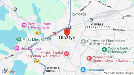 Apartments for rent i Olsztyn - kort over placeringen