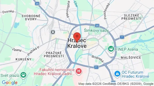 Rooms for rent i Hradec Králové - kort over placeringen