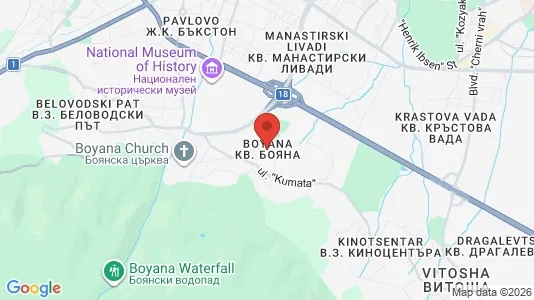 Apartments for rent i Boyana - kort over placeringen