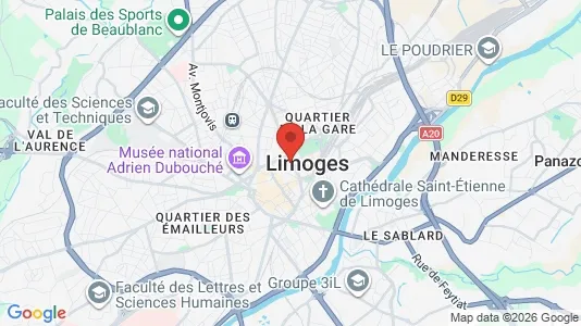 Apartments for rent i Limoges - kort over placeringen
