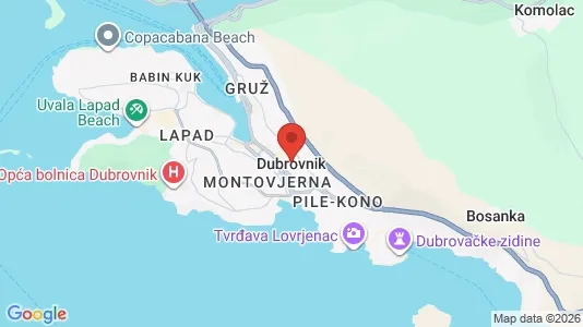 Houses for rent i Dubrovnik - kort over placeringen